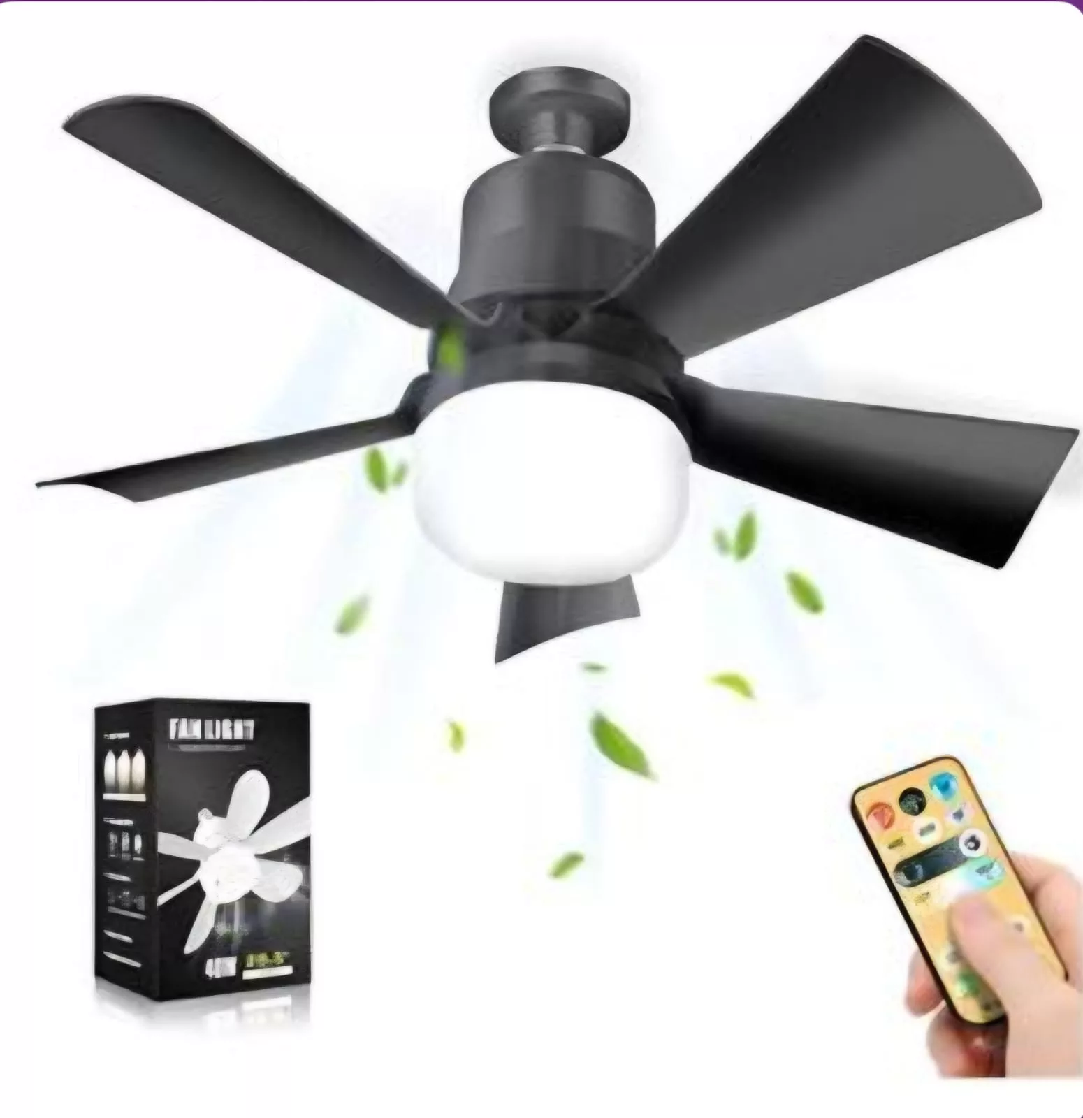 Ventilador lámpara Ideal para baños o cuartos pequeños para refrescar. Con 3 velocidades. Control Remoto. Puede apagarse luz o ventilador por separado.
