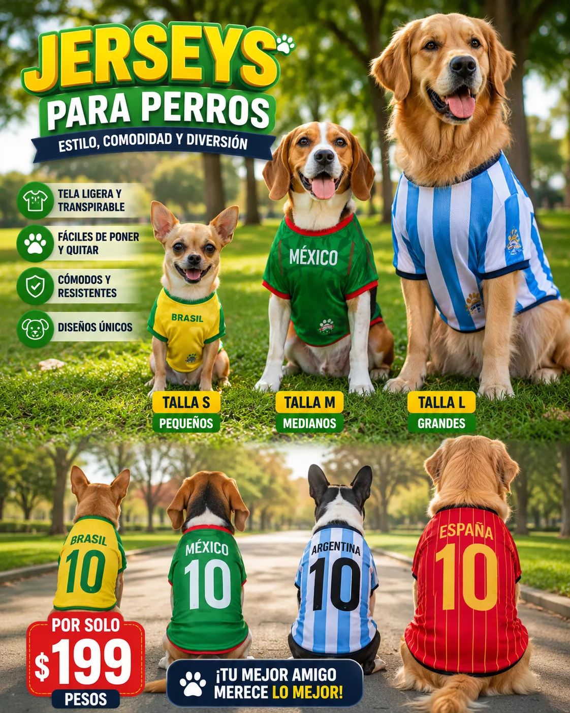 *ENVÍO GRATIS HOY* Jerseys de moda para mascotas en tallas chico, mediana y grande de México, Argentina, Brasil y España