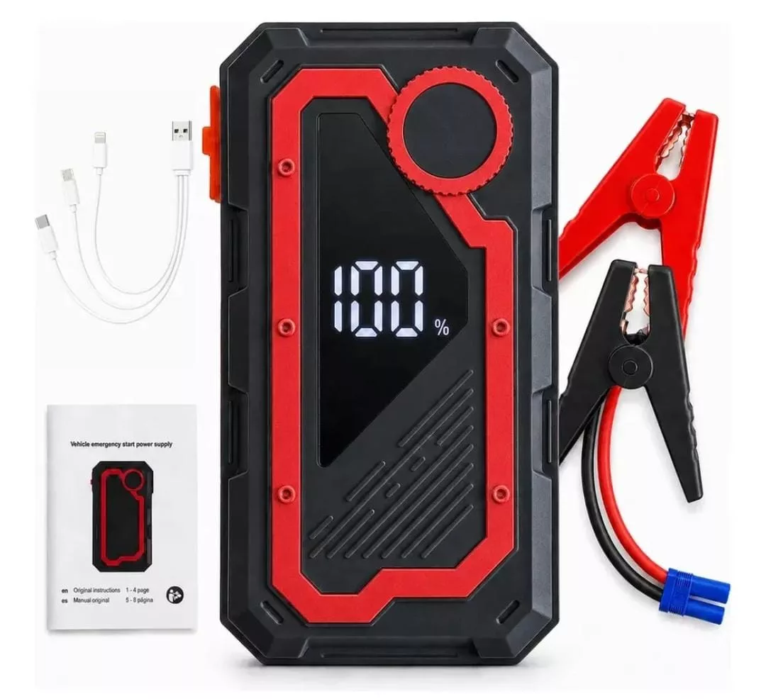 *ENVÍO GRATIS HOY* Te quedaste tirado? Super Arrancador Instantáneo de Batería Portátil para auto, suv, barcos y motos con pantalla LCD y protección contra Sobrecarga de batería. Con luz roja y azul intermitente y SOS para carretera. *A solo $550 pesos*