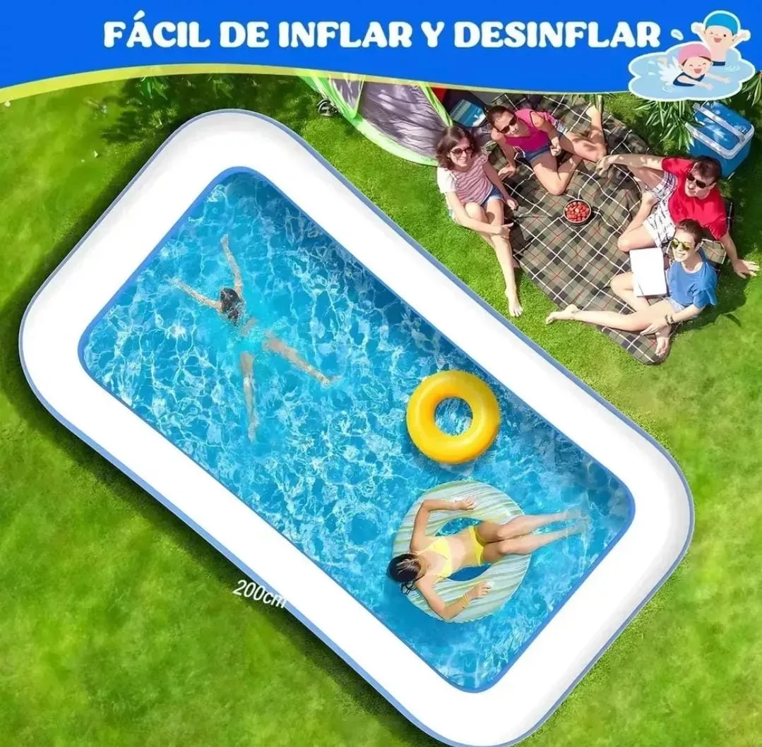 *ENVÍO GRATIS HOY* Nueva Alberca inflable grande rectangular de 210 X 150 X 80. De 800 litros. Para toda la familia. *