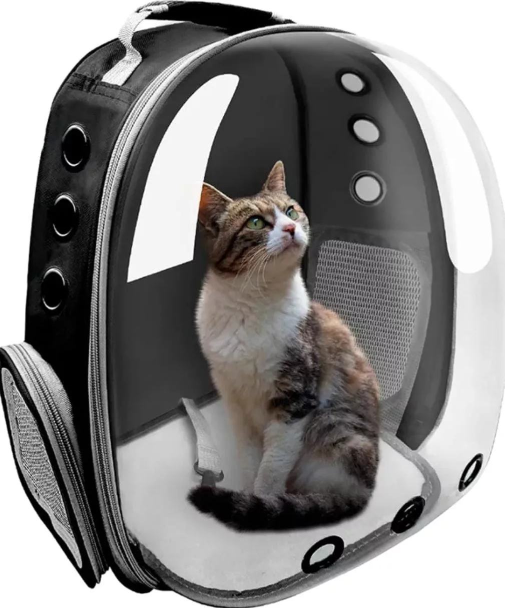 Mochilas transparentes para perros y gatos de hasta 7 kilos de peso transparente con ventilación portátil.