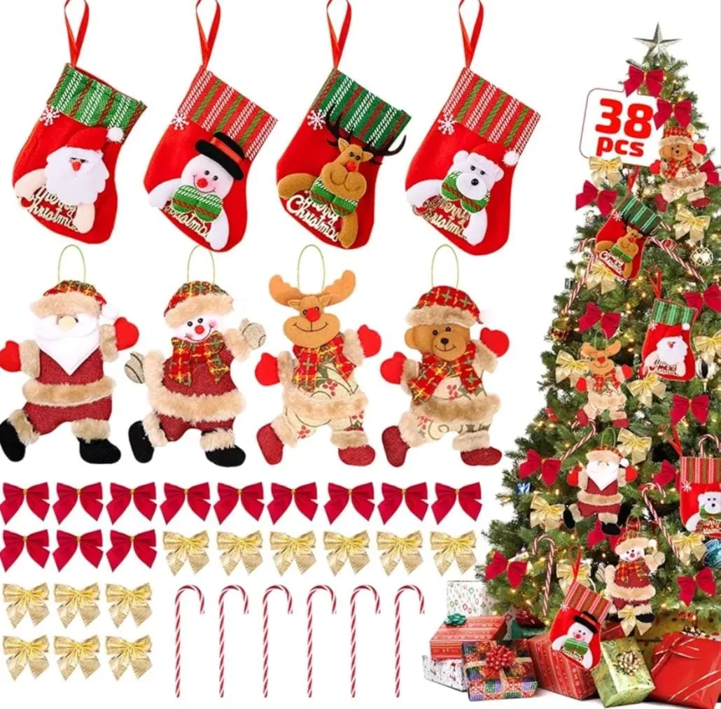 38 Adornos Navideños para árbol. Paola Noel, Ornamentos, medias de Navidad, Arcos de Árbol y Bastón de Caramelos. *Precio VEM $220 pesos*