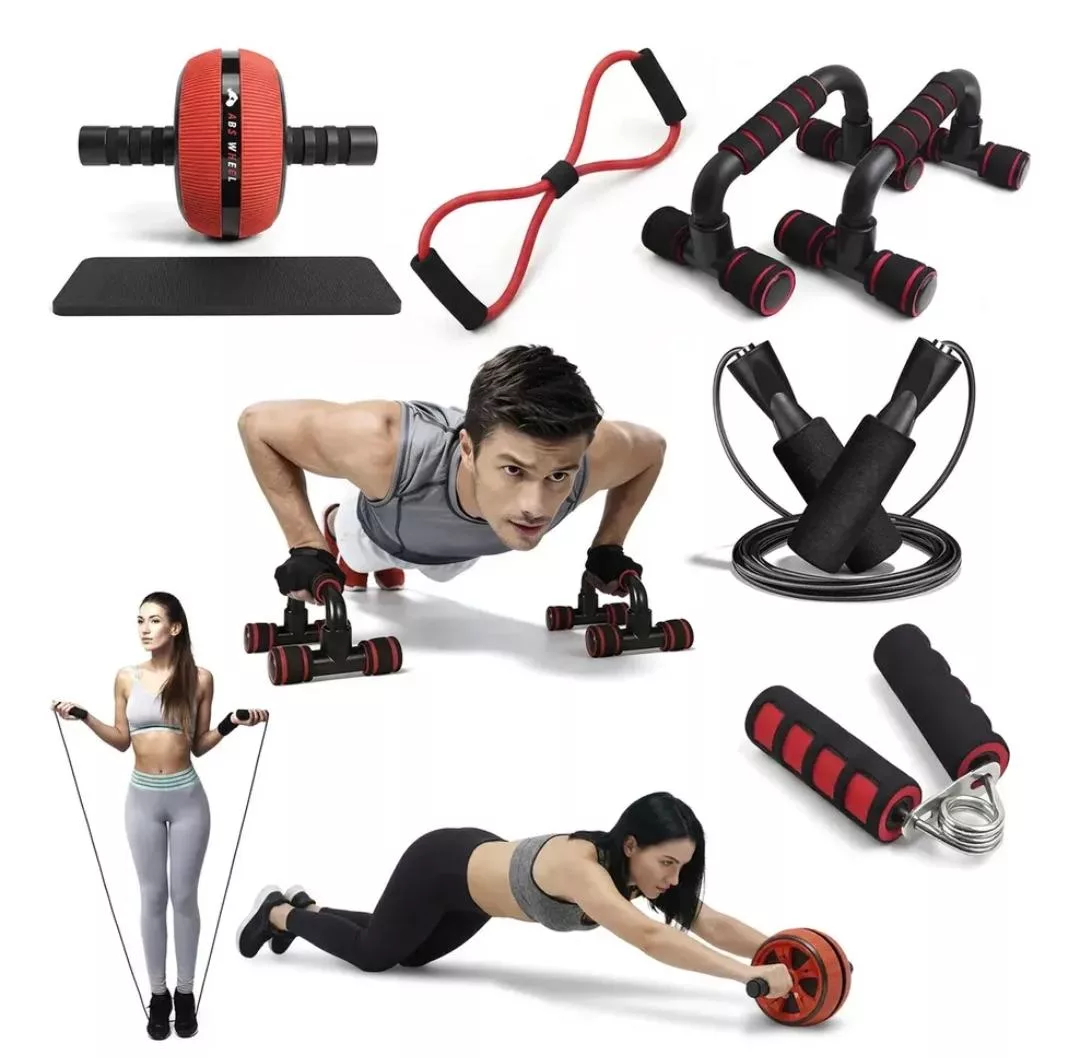 Kit de 6 aparatos para abdomen y gimnasio con rueda. *Precio VEM $399 pesos*