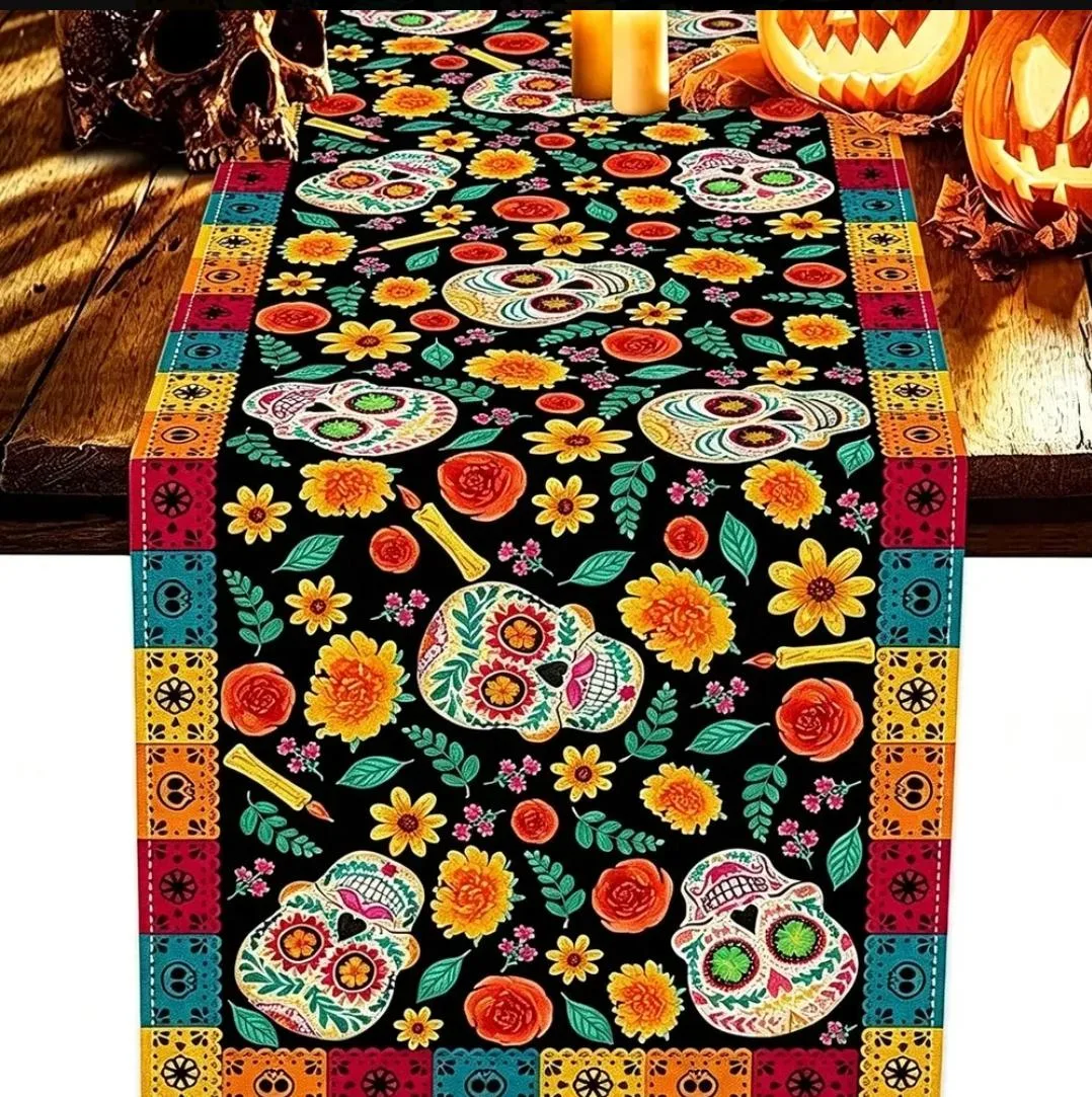 *ENVIO GRATIS HOY* Camino de mesa para OFRENDAS de Día de Muertos o Halloween 🎃 de 1.83 cms de largo X .33 cms.