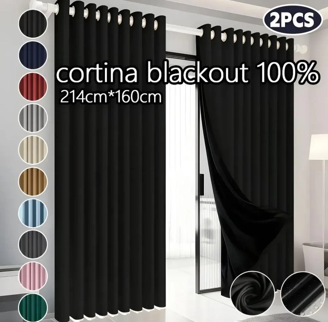 *EXCLUSIVO Y ENVÍO GRATIS* Par de cortinas Blockout de 2.14 X 1.60 mts (ambas) colores variables.
