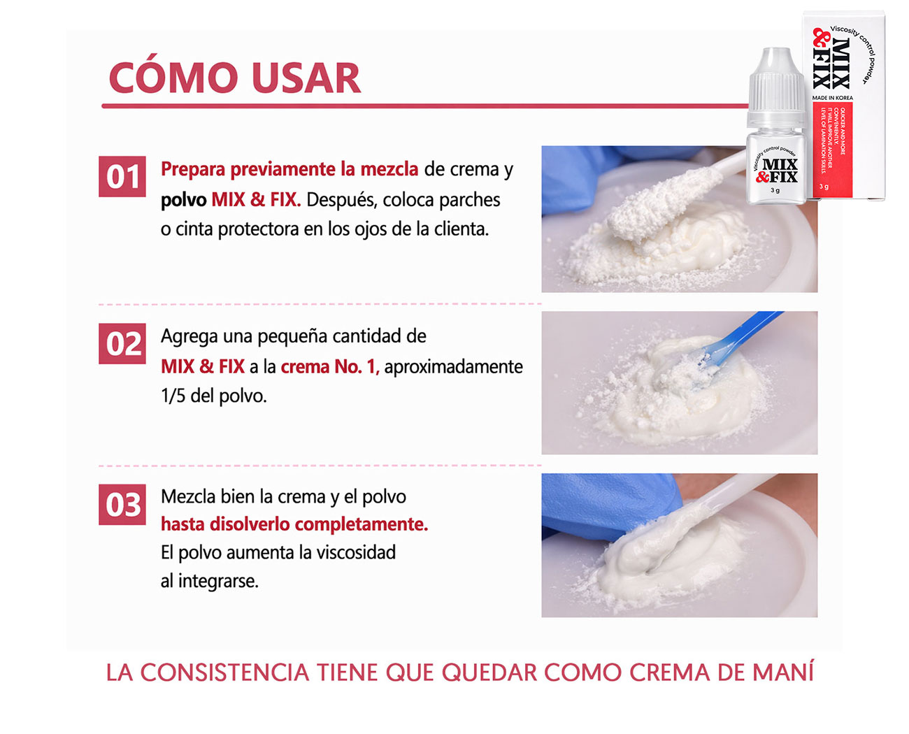 Preparación de la mezcla Mix and Fix