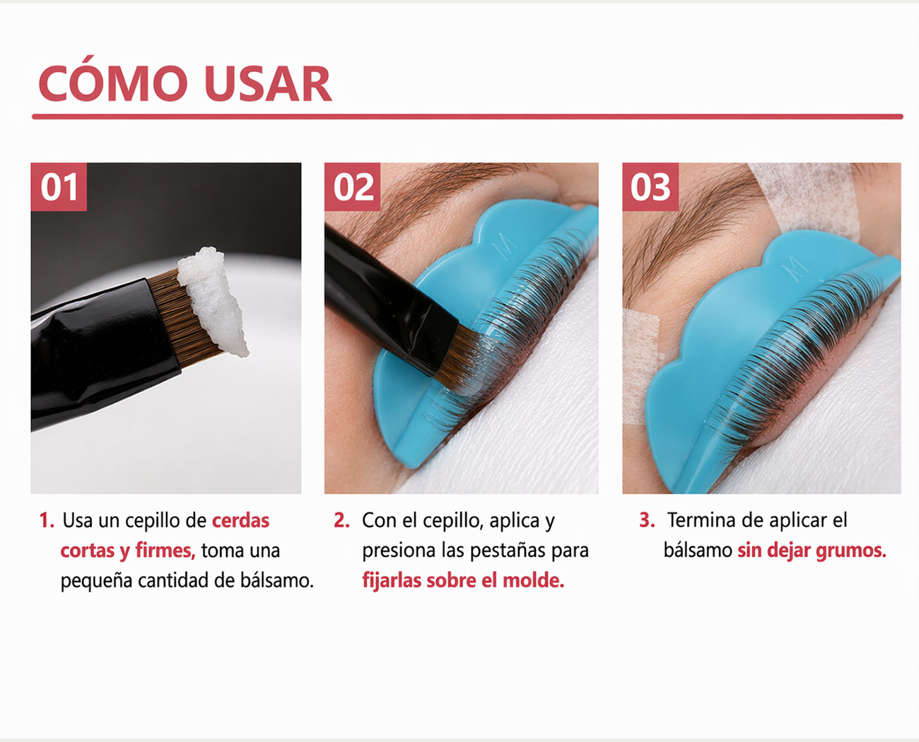 Referencia visual del uso del bálsamo